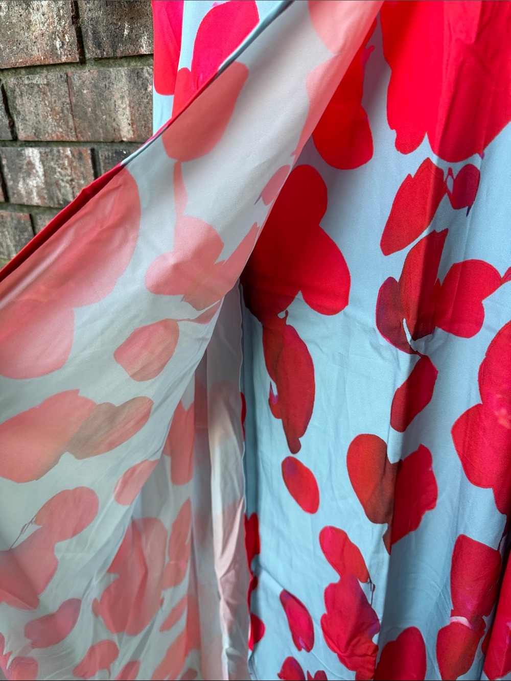 Blue Dress with Bold Red Floral Print - Picture 7 of 7